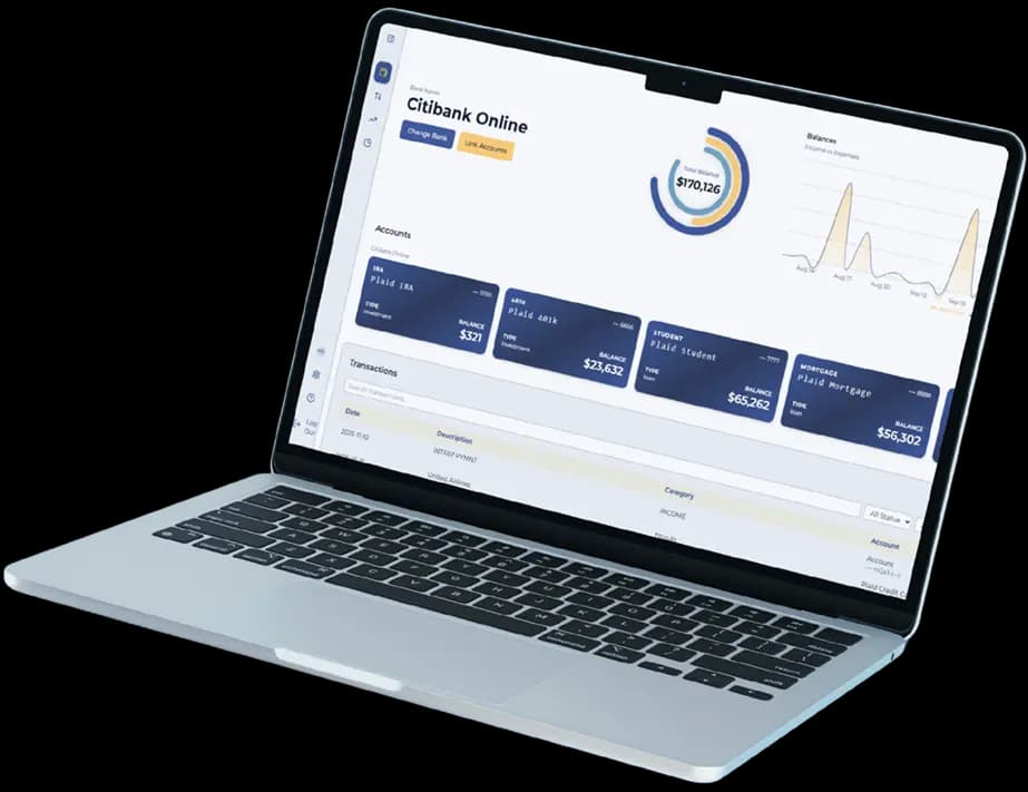 Laptop mockup showing Plurafi dashboard